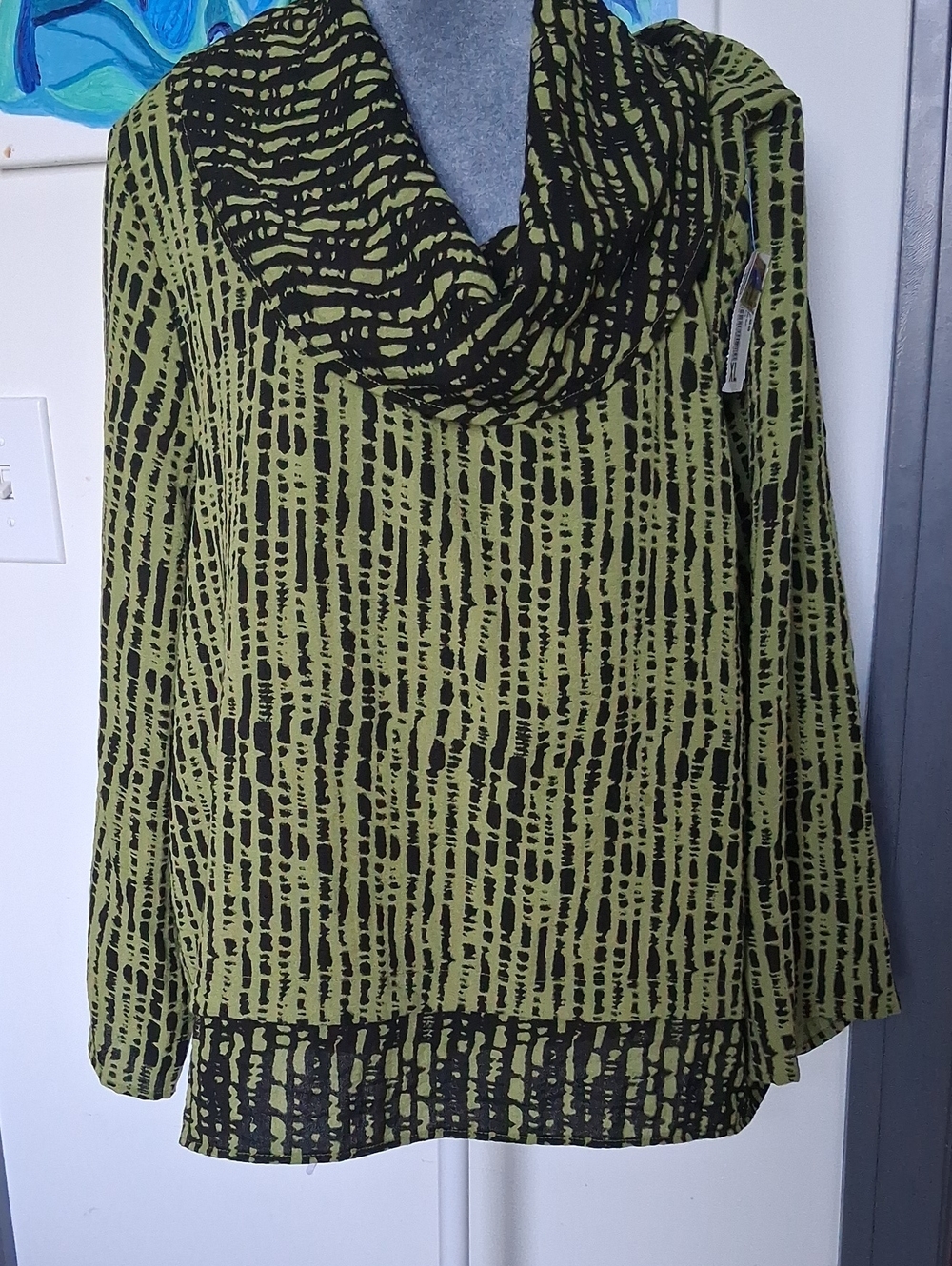 Habitat Olive & Black Abstract Cowl-Neck Sweatshirt